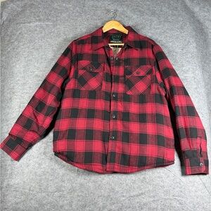 Jachs New York Men’s Sherpa Lined Recycled Flannel Jacket Red Black Plaid M
